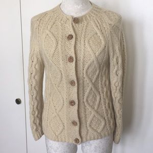VINTAGE Cream Wool Fisherman’s Cardigan